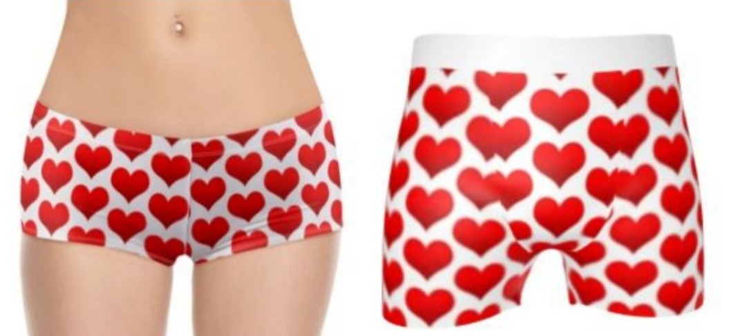 Red Hearts On White Matching Underwear Set For Couples UK – Twain