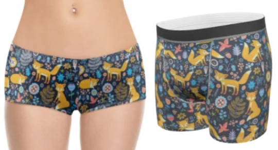 Fox Print Matching Underwear Set For Couples UK – Twain
